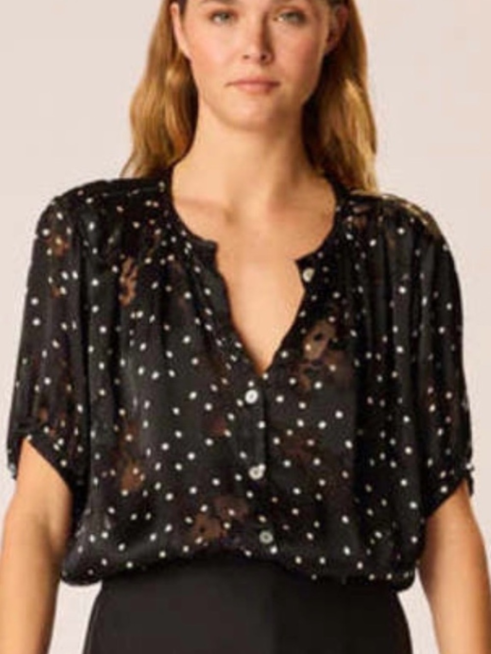 Natalie Martin Violet Top in Midnight Burnout Polka Dot XL NEW W/ TAGS